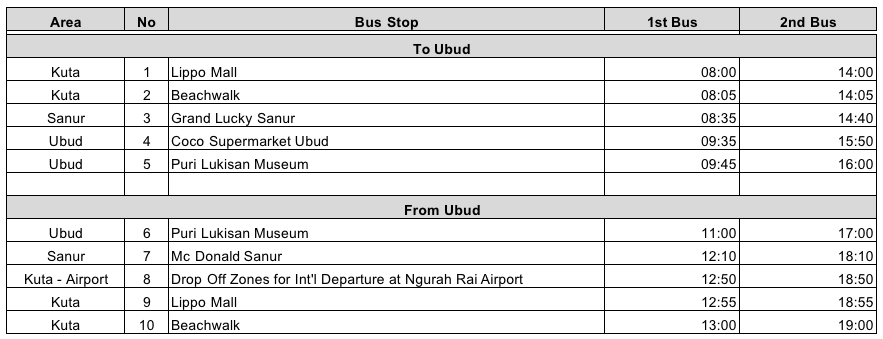 bali kura kura bus time schedule - wandernesia