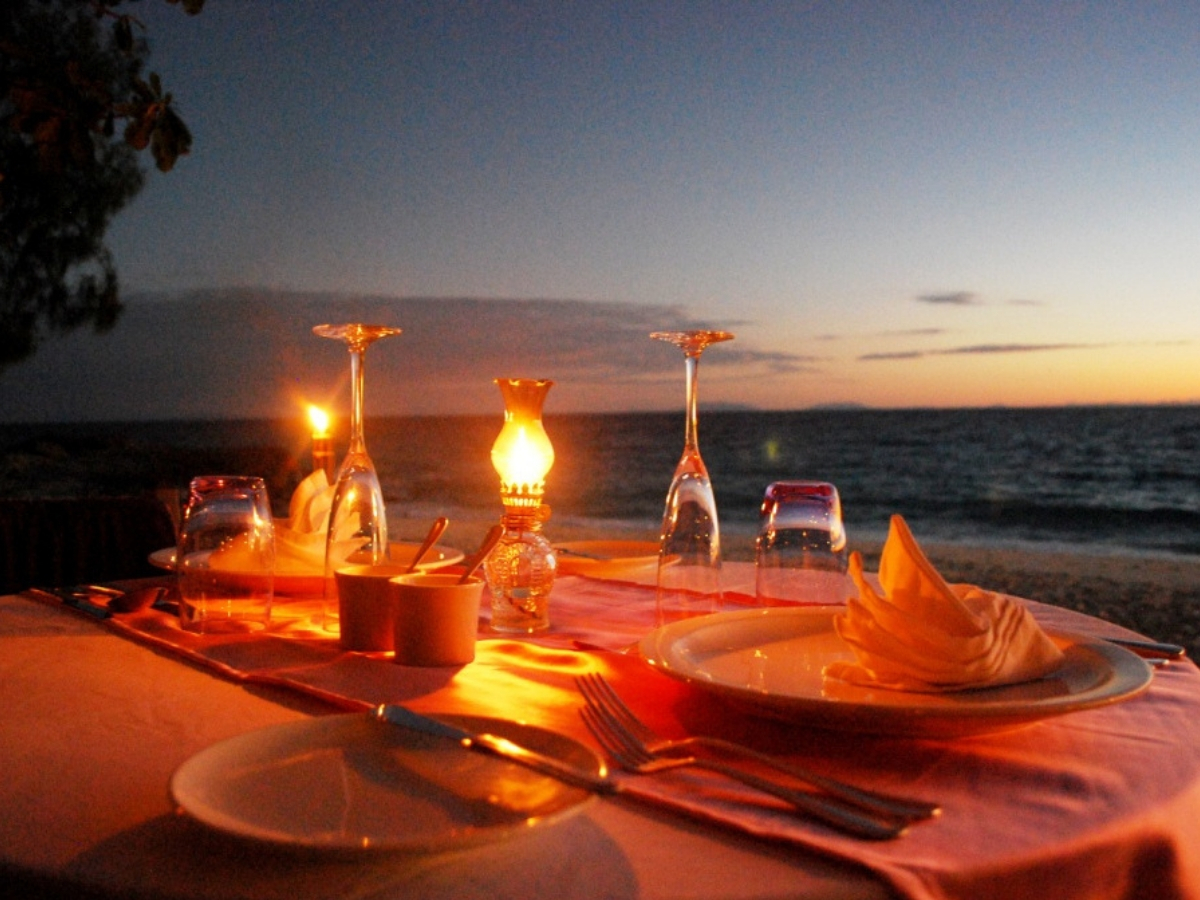 Romantic Candle Light Dinner On The Beach