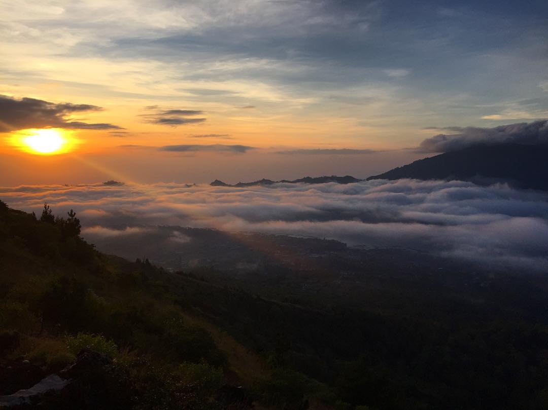 Sunset in Bali; Mount Batur