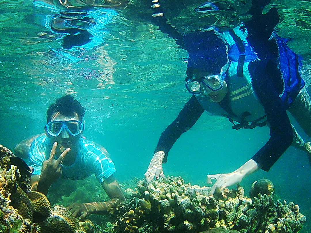 Rent snorkeling equipment to explore the underwater of Putri Island
